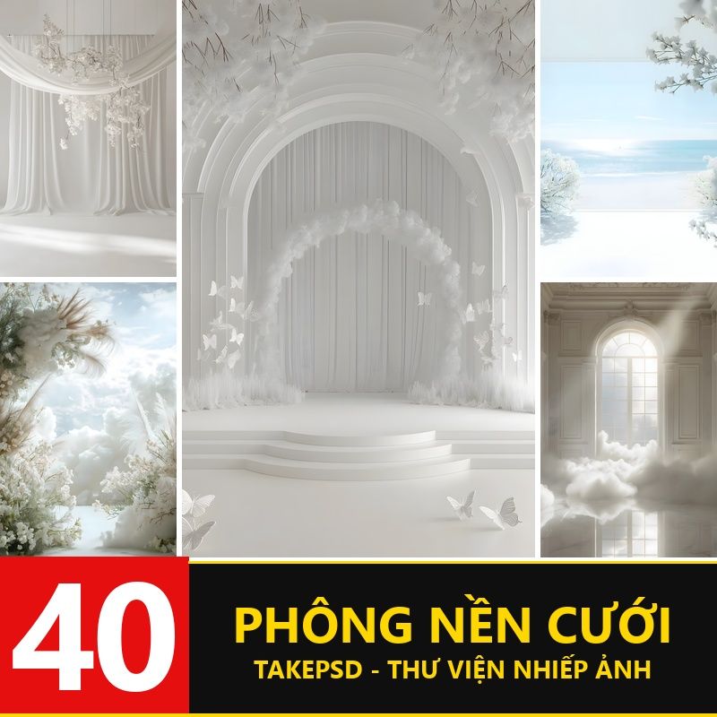 BG-9002, Bộ 40 JPG phông nền hậu kỳ ảnh cưới Vera phong cách châu Âu cột La Mã trắng lãng mạn