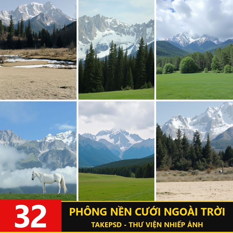 G096, Bộ 32 ảnh JPG độ nét cao mẫu ảnh nền núi tuyết ghép ảnh cưới studio chủ đề ảnh cưới du lịch ngoài trời