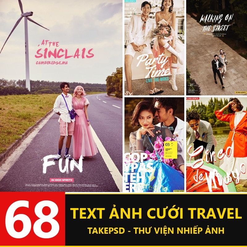 Text-019, Bộ 68 file PSD text template Typography tiếng Anh ảnh cưới phong cách travel city