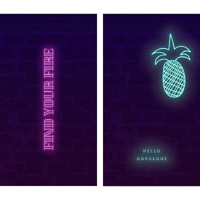 LE-001, Bộ 20 PSD + 16 PNG hiệu ứng chữ phát sáng đèn neon dùng cho ghép ảnh