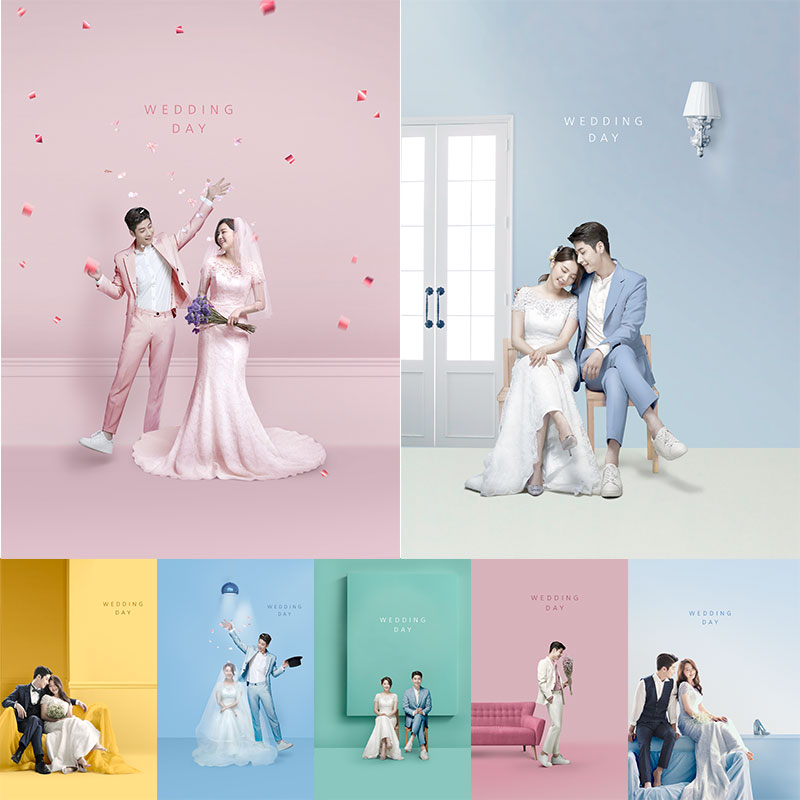 Bg-110, Bộ 8 mẫu PSD phông nền Hàn Quốc 3D cho ảnh cưới - Thư viện PSD