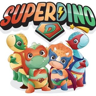 Super dinosaur and other heroes funny cartoon illustration 1