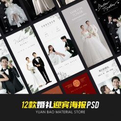 12 file PSD áp phích chào mừng đám cưới cùng nhiều chữ và hoạ tiết đẹp