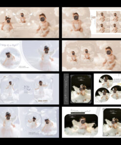 Album E59 Bo 18 PSD mau thiet ke ban dau album anh tre em doi canh thien than chu de giac mo phien ban vuong 25×25 3