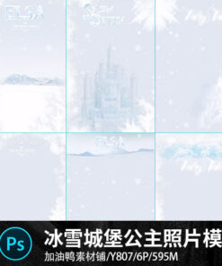 Y807 Bo 6 PSD mau tai lieu thiet ke lau dai bang tuyet gia tuong cong chua bong tuyet Elsa anh tre em copy