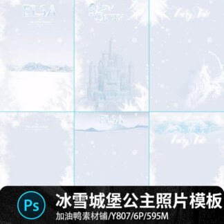 Y807 Bo 6 PSD mau tai lieu thiet ke lau dai bang tuyet gia tuong cong chua bong tuyet Elsa anh tre em copy