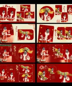 Album E78 Bo 15 PSD mau album vuong 30x30 ban chay Trung Quoc phong cach co xua mau do don xuan con Rong 2024 2
