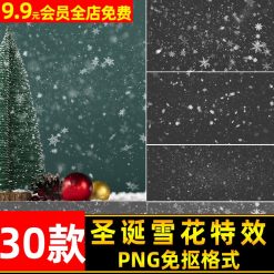 Png-4466, Bộ 30 Png Bông Tuyết Giáng Sinh, Hiệu ứng đặc Biệt, Vật Liệu Mùa đông Tuyết Rơi Ghép ảnh Noel (2)