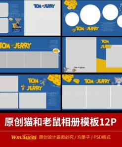 P391 Bo 12 PSD mau album vuong tre em phim hoat hinh co dien thoi tho au Tom va Jerry