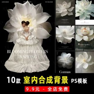 K904 Bo 10 PSD tong hop canh hoa khong lo chat lieu anh cuoi cao cap trong nha Xiaohongsh