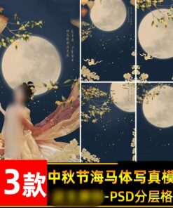PSD 6205 Bo 13 PSD chat lieu anh nen tong hop trang tron va hoa phong cach tet trung thu trung hoa 2