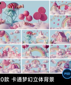 BG 3141 Bo 20 PSD vat lieu thiet ke anh tre em 3D lau dai tinh yeu bang keo hoat hinh gia tuong 1