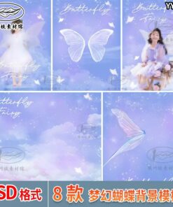 BG 5851 Bo 8 PSD chat lieu mau nen anh be gai nguyen ban dep mo mang yeu tinh buom co tich 2