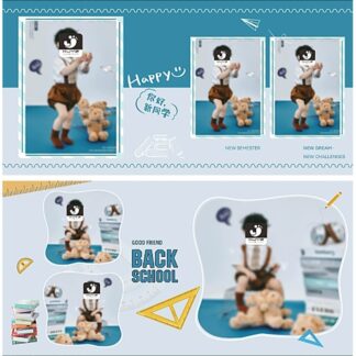 X166 Bo 10 PSD mau thie ke album tre em studio de thuong phien ban vuong chu de Back to school 2