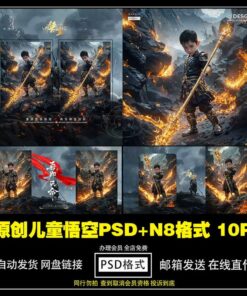 Album 1526 Bo 10 PSD mau album tre em bo cuc thoi trang studio chu de Wukong Black Myth 2