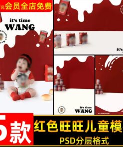 BG 0074 Bo 5 PSD mau hau ky studio anh tre em sang tao de thuong mau do chu de sua Wangzai 1