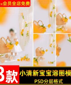 BG 6863 Bo 8 PSD tai lieu nen hoa dai nho mau vang tuoi mat chua lanh ghep anh tre em tre so sinh 2