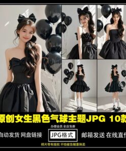 JPG 2111 Bo 10 JPG chat lieu anh mau phong cach studio 2025 co gai va bong bay den cao cap don gian 1