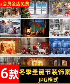 JPG 7842 Bo 36 JPG chat lieu nen giang sinh cua so phong canh tuyet trang tri mon qua ngay le Noel 2