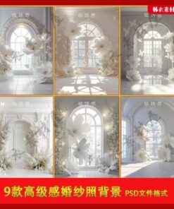 BG 9148 Bo 9 PSD chat lieu nen anh cuoi Vera style trong nha vom hoa Sa tanh don gian sang trong 2