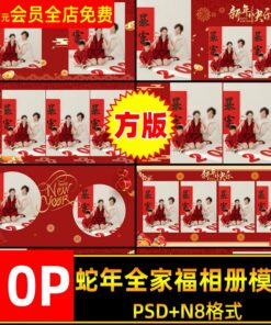 Album 7614 Bo 10 PSD mau album anh chan dung gia dinh don nam moi At Ty 2025 phien ban vuong 2