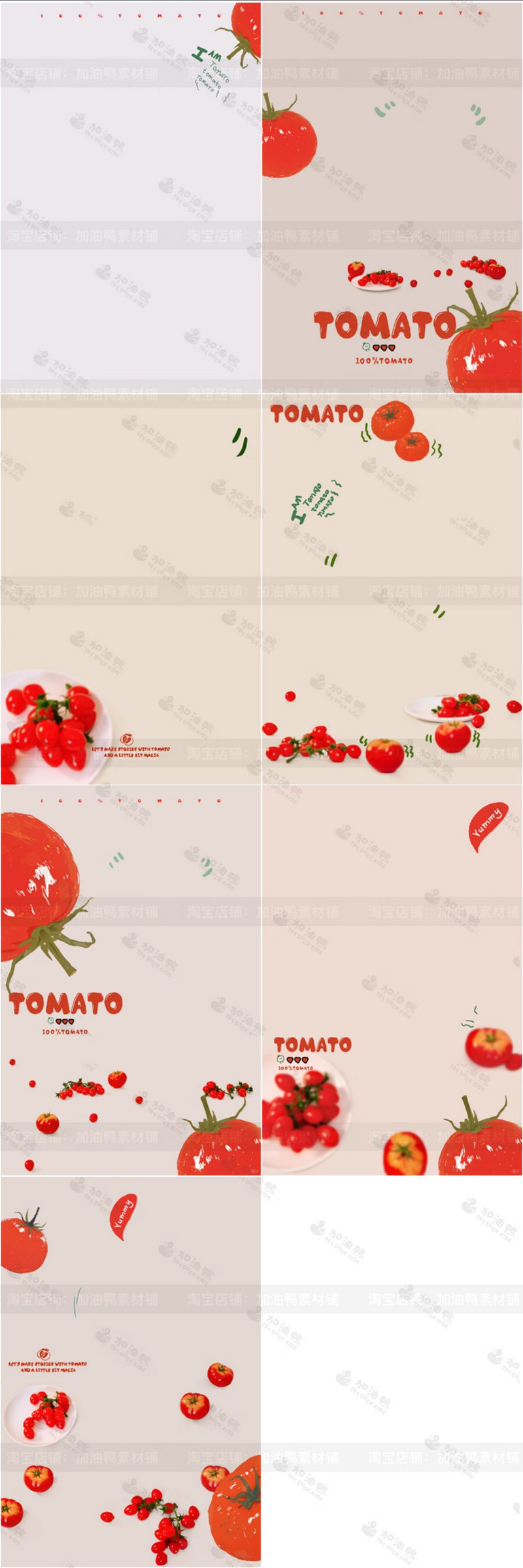 Y3424, Bộ 7 PSD mẫu thiết kế album ảnh trẻ em cà chua phong cách graffiti cho bé 1 tuổi dễ thương nghịch ngợm (1)
