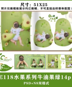 Album E118, Bộ 14 PSD Mẫu Thiết Kế Album Trẻ Em Chủ Đề Trái Cây Bơ Xanh Phong Cách Ảnh Viện Studio Đẹp, Dễ Chỉnh Sửa (2)